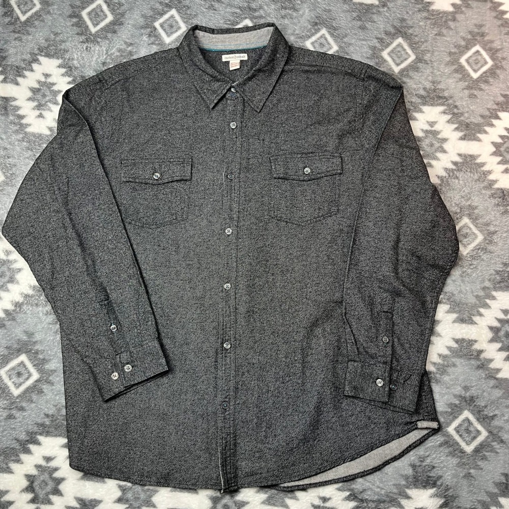 Carbon2Cobalt Mens Charcoal Gray Cotton Button Down Shirt XL Long Sleeve Pocket